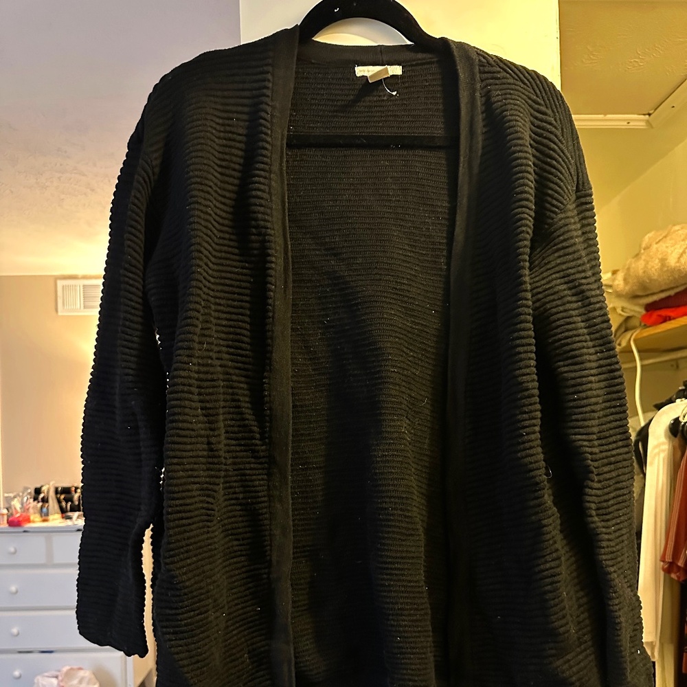 Black H&M Ribbed Long Cardigan
